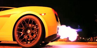 Lamborghini 1250 cai foc pe esapament gallardo Turbo
