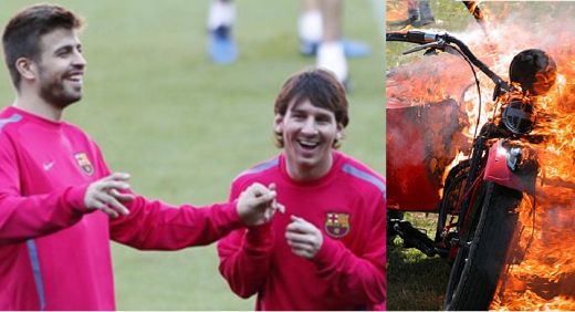Messi si Fabregas s-au distrat ca niste PIROMANI nebuni! Au incendiat un scuter la antrenament si apoi au facut un SUPERGEST:_2