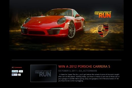 NFS The Run EA Sports Porsche Carerra S premiu site