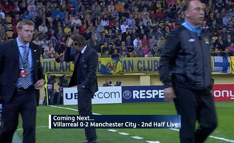 VIDEO / Mancini, blestemat de Tevez? Antrenorul lui City si-a SPART capul in banca de rezerve de la Villarreal!_1