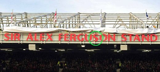 FOTO: Ti se pare ceva ciudat? O litera din numele lui Ferguson a fost pusa gresit pe tribuna de pe Old Trafford!_1