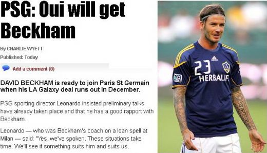 
	Beckham si-a ales echipa la care isi va incheia cariera! PSG: &quot;Il vom transfera in iarna!&quot;
