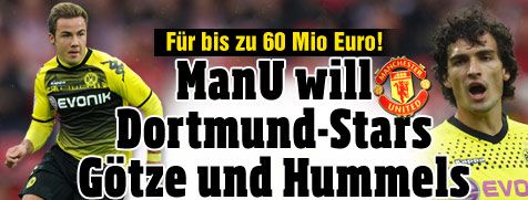 Manchester United Borussia Dortmund Mario Götze Mats Hummels