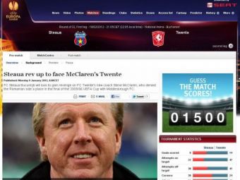 UEFA: Steaua vrea sa se RAZBUNE pe McClaren! Care e singura sansa ca sa treaca de Twente!