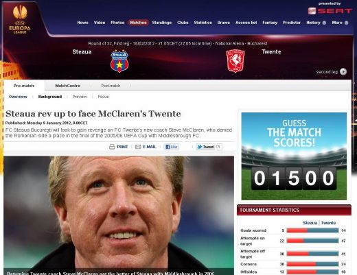 Steve McClaren Europa League Steaua twente