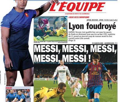 L'Equipe ignora cea mai mare UMILINTA din istoria fotbalului francez! Prima pagina e cu Messi x 5! Seara in care U Craiova a fost razbunata_1