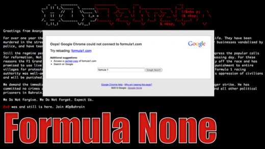 
	FORMULA NONE: Lovitura LETALA data de hackerii de la Anonymous inainte de cursa F1 din Bahrain!
