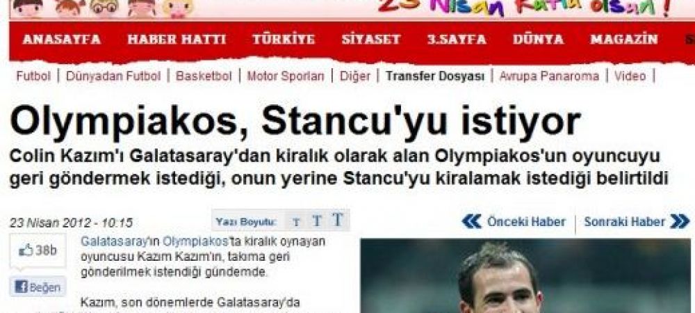 Bogdan Stancu Galatasaray Olympiakos Pireu orduspor