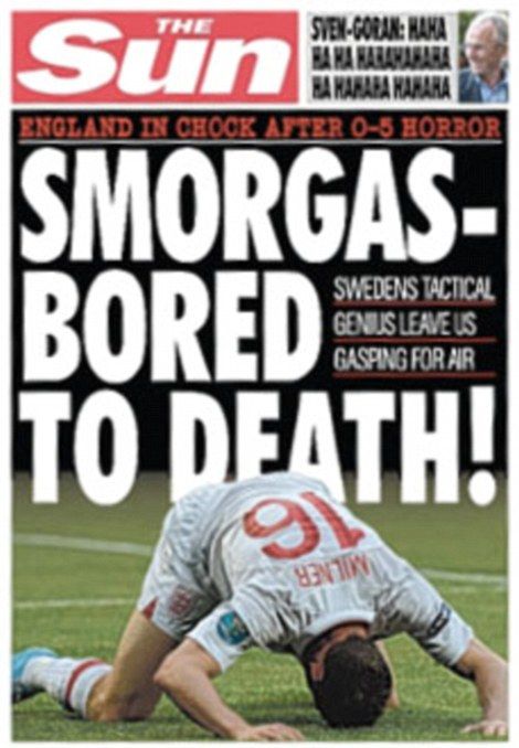 Suedezii citesc de azi ziarele care o sa apara maine: "Anglia a pierdut cu 0-5" Ce scriu Daily Mail si The Sun:_1