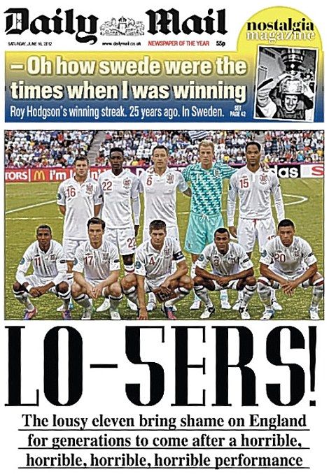 Suedezii citesc de azi ziarele care o sa apara maine: "Anglia a pierdut cu 0-5" Ce scriu Daily Mail si The Sun:_2
