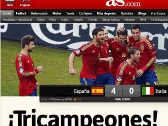 
	Spaniolii se intrec in laude, italienii in lacrimi! &quot;Italia, sfarsitul unui vis!&quot; &quot;Spania reuseste imposibilul!&quot; Reactii emotionante dupa finala Euro:
