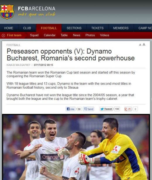INCREDIBIL! Si Barca poate face astfel de GAFE! N-au uitat de Steaua, dar au gresit numele lui Dinamo si al lui Mircea Lucescu! Dinamovistul comparat cu Messi:_1