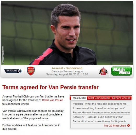 BOMBA VERII! Robin van Persie si-a ales noua echipa! Anuntul oficial al lui Arsenal! Unde l-au vandut:_2