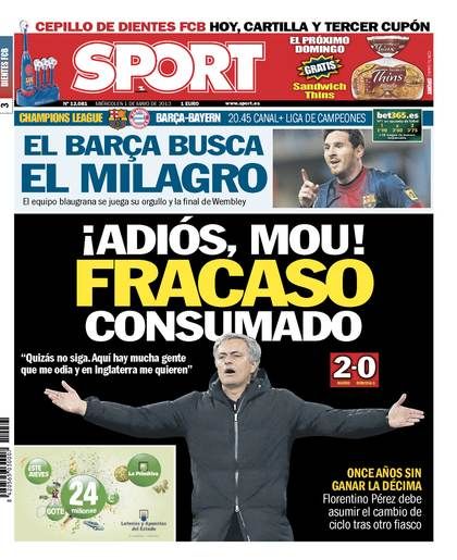 "ADIO, Mourinho! Ciclul s-a incheiat!" Presa din Spania e NEMILOASA cu Mourinho! TITLURILE ZILEI:_5