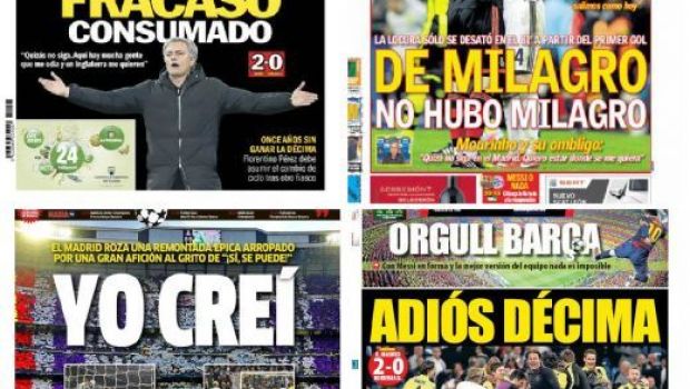
	&quot;ADIO, Mourinho! Ciclul s-a incheiat!&quot; Presa din Spania e NEMILOASA cu Mourinho! TITLURILE ZILEI:
