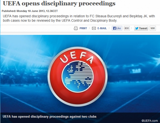 UEFA a deschis ancheta pentru a judeca situatia Stelei! Verdictul oficial se da pe 24! Cele 3 articole de regulament in baza carora se va lua o decizie:_1