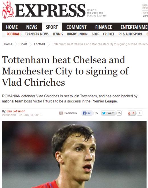 "Tottenham a castigat lupta cu Chelsea si City pentru Vlad Chiriches!" Ce au scris englezii despre transferul lui Chiriches!_1