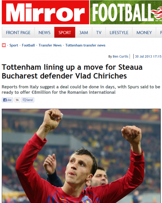 "Tottenham a castigat lupta cu Chelsea si City pentru Vlad Chiriches!" Ce au scris englezii despre transferul lui Chiriches!_3