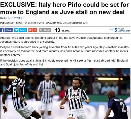 LOVITURA de teatru! Pirlo poate pleca de la Juventus in aceasta iarna! Jucatorul GENIAL isi poate incheia cariera in Premier League la un COLOS :_2