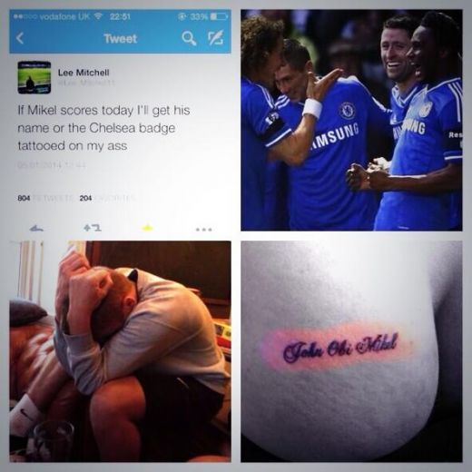 Gestul EXTREM al unui fan al lui Chelsea! S-a tinut de promisiune! Si-a tatuat numele unui jucator acolo unde nu ajunge soarele! :))_1