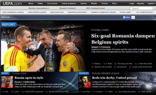 Asta e stirea care deschide azi site-ul oficial UEFA! Romania a zdrobit Belgia in primul meci de la Euro, 6-1!_3