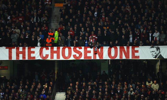 Sloganul "Vinde, pleaca, mori", adaptat de fanii lui United pentru Moyes! Moment sinistru aseara, in tribunele de pe Old Trafford:_3