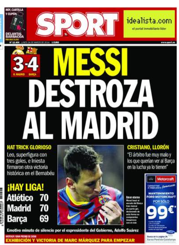 "¡Tormenta!", "¡Delirio!", "¡Memorable!" Reactiile din presa dupa ce Messi a distrus-o pe Real Madrid pe Bernabeu:_6