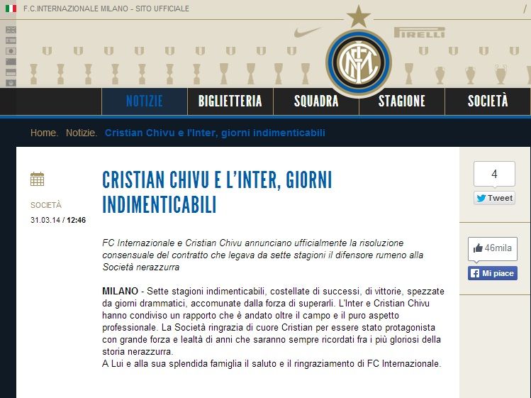 Chivu si-a reziliat contractul cu Inter! Mesajul emotionant al fostului capitan al nationalei: "Rad si plang acum"_2