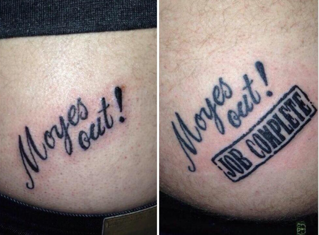 FOTO Si-a tatuat "Moyes OUT" pe piele, acum e fericit! Cum s-a schimbat tatuajul acestui fan:_2