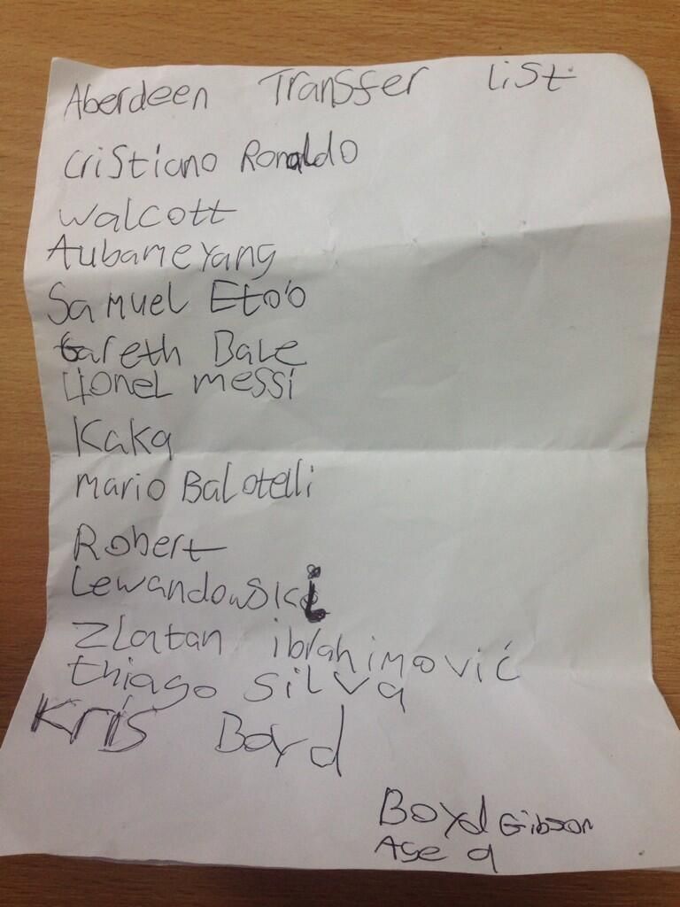 FOTO Cum arata lista de transferuri IDEALA, in viziunea unui pusti de 9 ani! Replica superba a clubului:_2