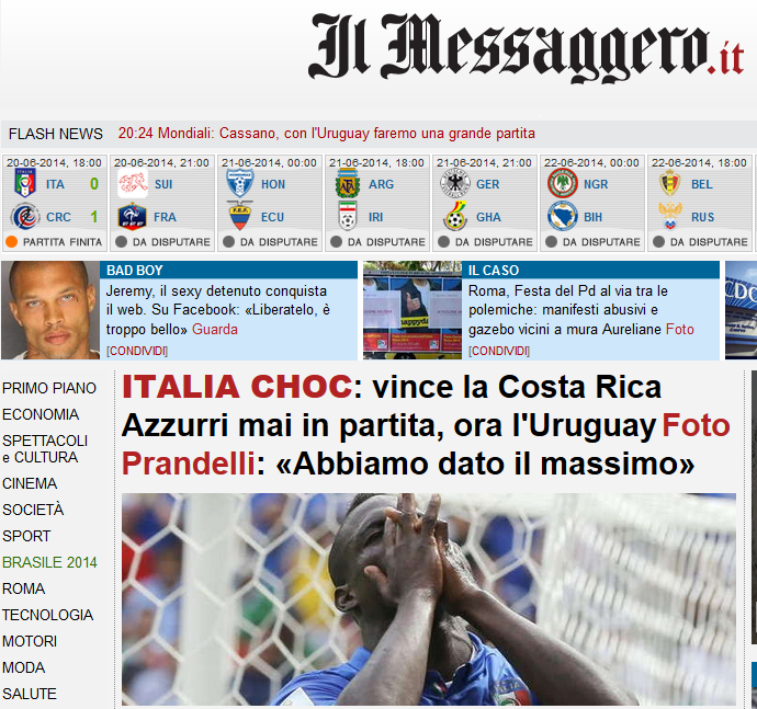 Italia e socata! Gazzetta dello Sport: "Am fost dezastruosi!" Corriere: "Ce figuratie!" Un egal cu Uruguay o duce in optimi!_3