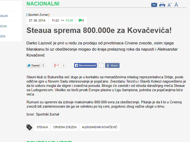 Steaua a facut oferta de 800.000 de euro pentru un jucator de la Steaua Rosie Belgrad! Anuntul facut in Serbia_2