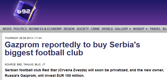 SOC in Europa de Est: un GIGANT investeste 100 milioane € in Steaua Rosie Belgrad! Putin, presedinte de onoare al clubului_1