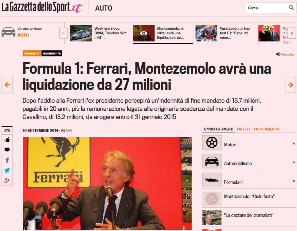 Cel mai bogat pensionar din lume: presedintele Ferrari primeste 27 de milioane € ca sa plece din companie!_1