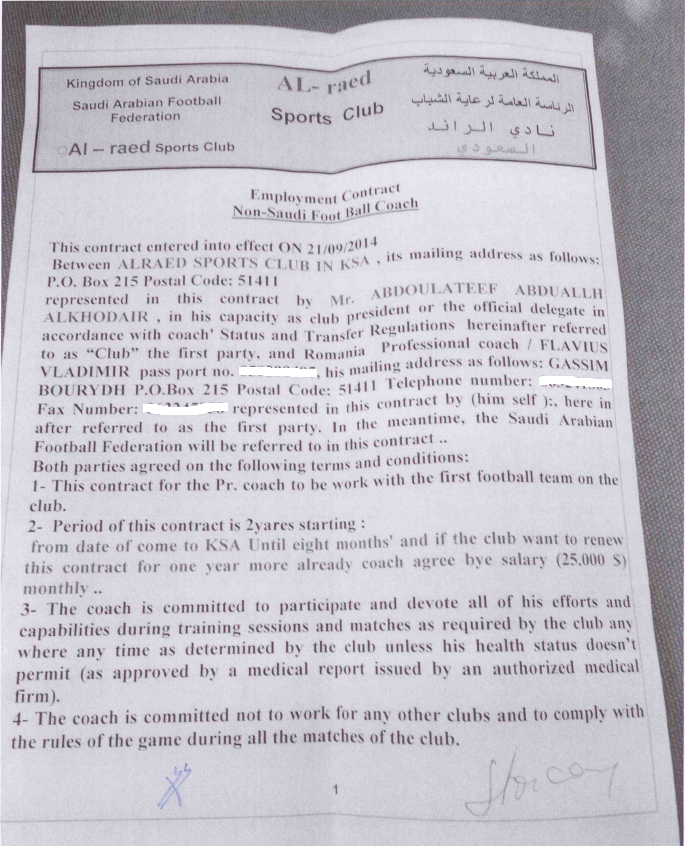 Stoican, in mijlocul unui scandal dupa ce A SEMNAT contractul cu arabii: Al Raed il reclama la FIFA! FOTO: Contractul semnat_1