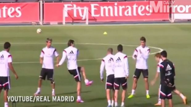 Moment inspirat din Counter Strike la antrenamentul Realului :) Bale i-a dat un HEAD SHOT perfect lui Modric! Reactia croatului