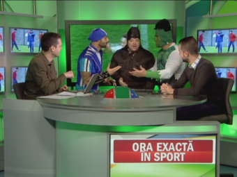 
	VIDEO: Au intrat &quot;mascatii&quot; in platoul Sport.ro :) Sportacus Kirita, stelistul Duban si morosanul Hulk au inceput deja derby-ul!
