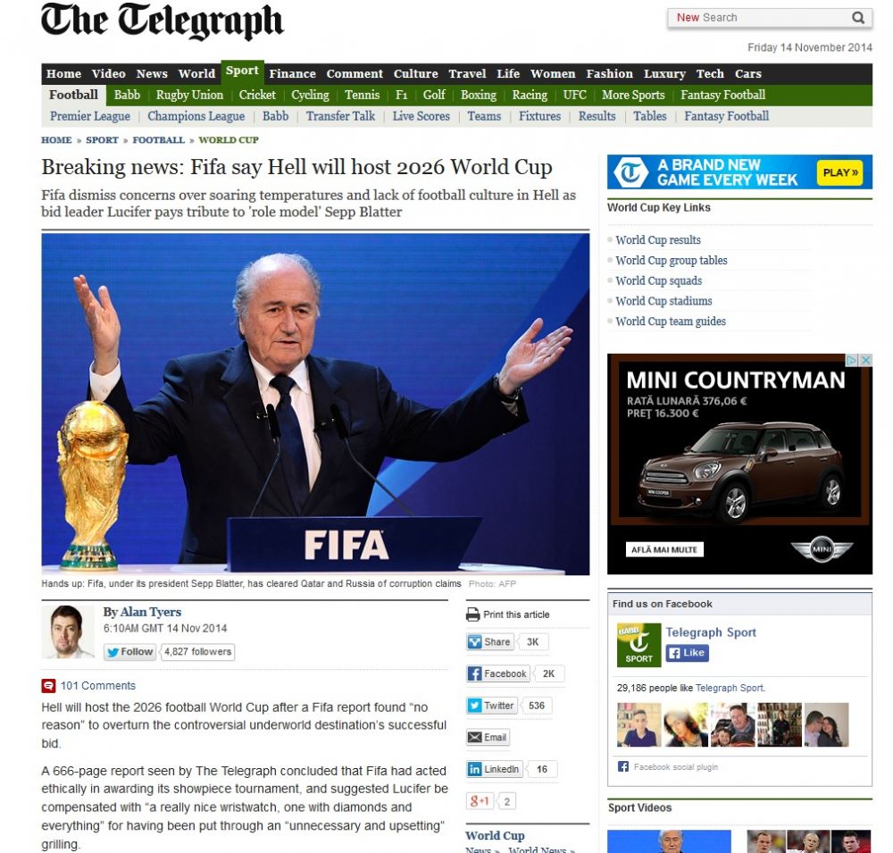 "BREAKING NEWS: Primul Campionat Mondial de fotbal care va fi organizat in IAD!" Protestul incredibil lansat azi la adresa FIFA_1