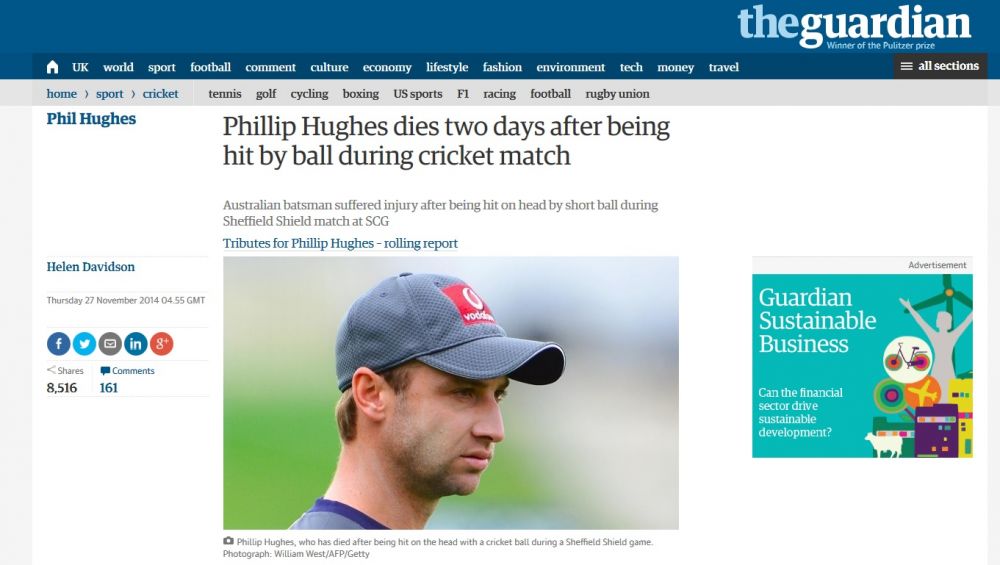 TRAGEDIE IN SPORT. Phil Hughes, unul dintre cei mai buni jucatori de cricket ai lumii, a murit la 25 de ani, lovit in cap de minge_7