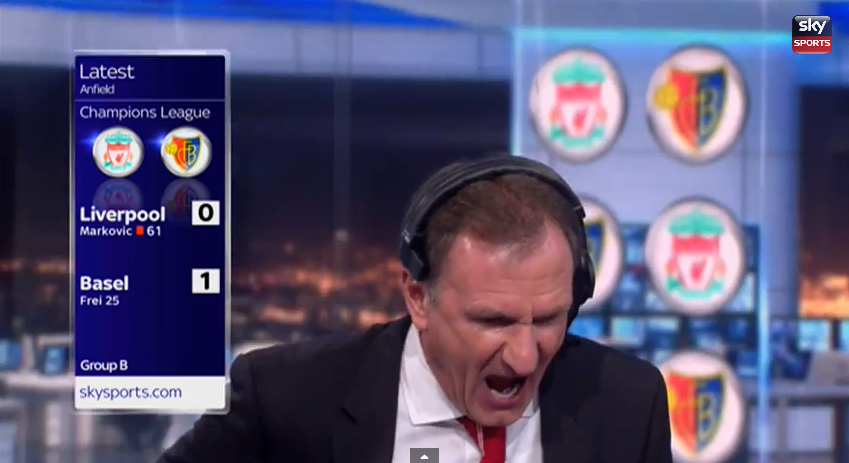 Varianta englezeasca a comentatorului nebun din Italia! Cum s-a trait eliminarea lui Liverpool in studioul Sky Sports: VIDEO_1