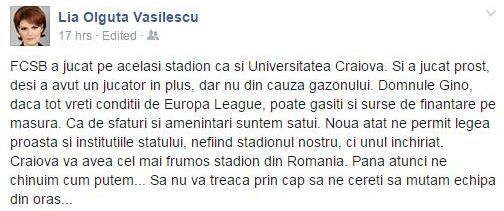"FCSB si Universitatea Craiova au jucat pe acelasi stadion, domnule Gino". Olguta Vasilescu a luat foc dupa ce a aflat ca LPF vrea sa ii mute echipa_2