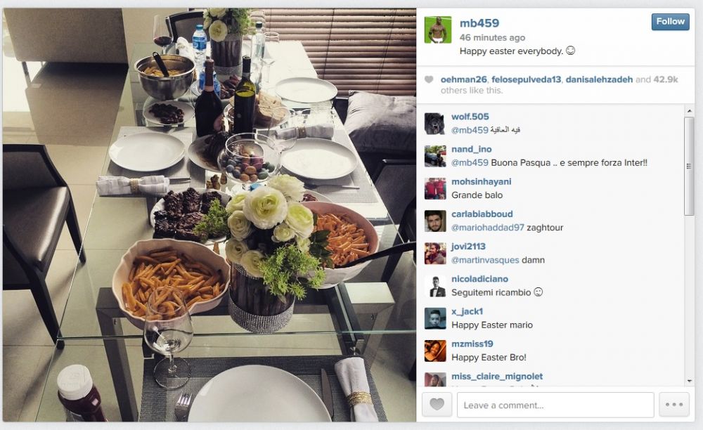 Cum arata MASA DE PASTE a lui Balotelli! Imaginea postata astazi pe Instagram_1