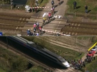 
	VIDEO: Moment incredibil in ciclism! Un TGV a aparut din senin in &quot;Iadul Nordului&quot;! Ce s-a intamplat cu sportivii:
