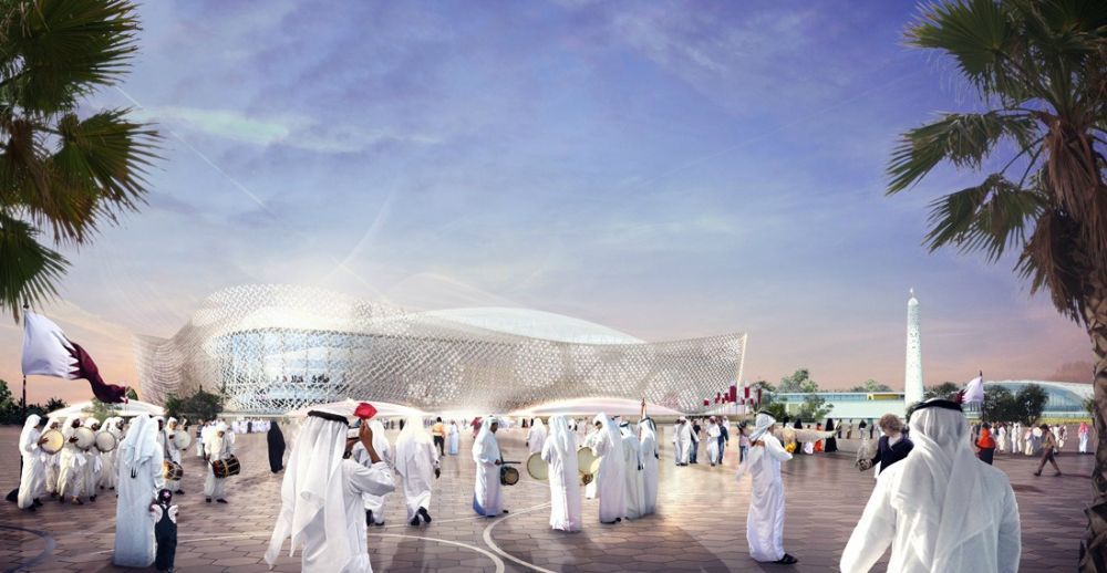 FOTO Asa arata al cincilea stadion pregatit de Qatar pentru CM 2022. Are instalatii GIGANT de aer conditionat si e in forma de DUNE de nisip_8