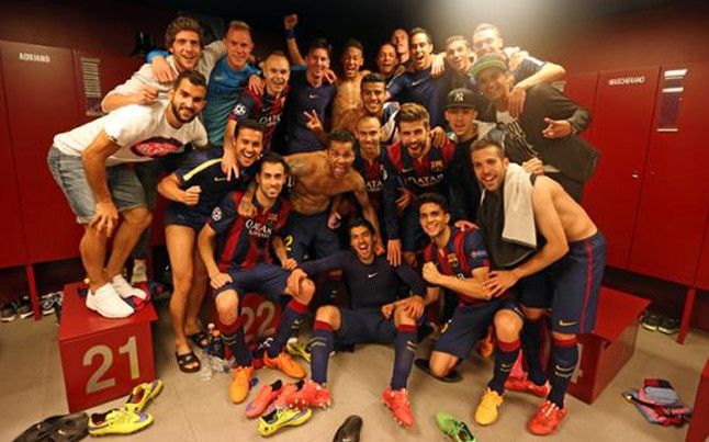 FOTO "VENDETTA!" Imagini direct din vestiar! Cum au sarbatorit jucatorii Barcei dupa 3-0 cu Bayern_1