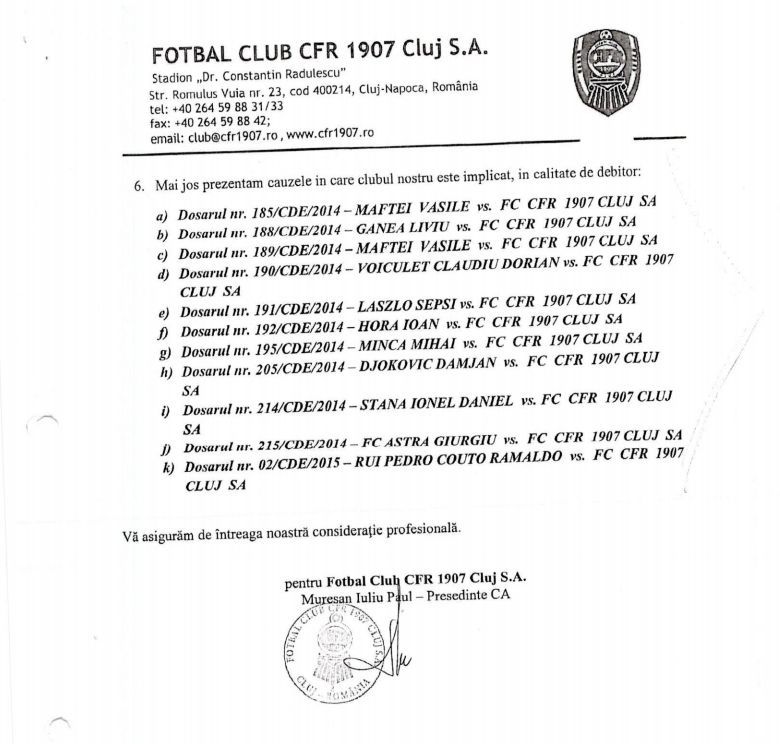 FOTO | Documentul care poate ingropa cea mai performanta echipa a ultimului deceniu! CFR Cluj are sanse mici sa isi ia inapoi cele 24 de puncte_2