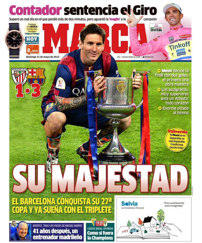 Cupa REGELUI Messi! Prima pagina senzationala in Marca dupa golul DE VIS marcat de Messi in finala cu Bilbao_2