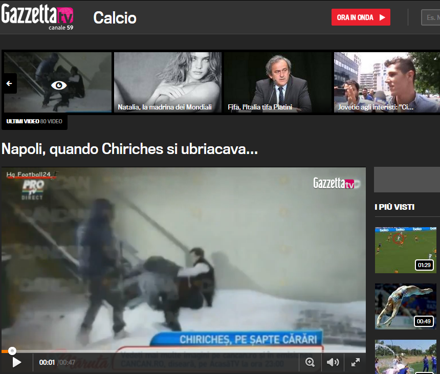 Imaginile care il vor urmari toata viata! Primul filmulet "de prezentare" al lui Chiriches pe Gazzetta dello Sport la cateva ore dupa transferul la Napoli_1