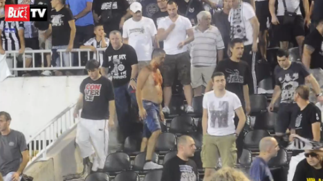 Imagini dure care nu s-au vazut la TV. Ce s-a intamplat in timpul meciului in galeria lui Partizan VIDEO_4