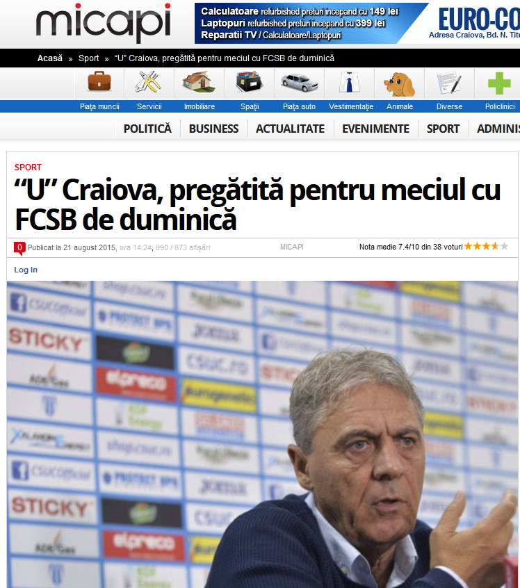 Ce gluma buna! Cum este prezentat meciul dintre Craiova si Steaua pe site-ul 'de casa' al clubului CSU :)_2